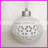 White Porcelain Hanging LED Ball With Hollow Design for Christmas Decoration thumbnail-2