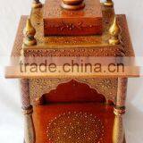 Hand Painted Copper Finish Mini Wooden Temple With Drawer thumbnail-6