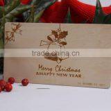 Hand Made Laser Wooden New Year Greeting Card thumbnail-2