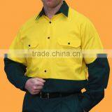 100% Cotton 2 Contrast Colors Open Front Mens Work Shirts thumbnail-1