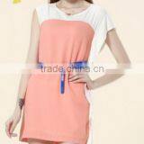 Symmetrical Sleeve Type Mosaic Dress Compliant Impact Color Skirt thumbnail-2