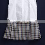 Custom School Wear Sets Girls Short Sleeve Shirt And Pleat Plaid Skirt thumbnail-3