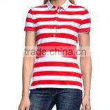White Red Stripe Women's Polo 100% Simple Polo T-shirt thumbnail-1