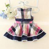 Summer OEM Baby Girl Clothes Grid Sleeveless Bow Mini Cute One Piece Girls Party Dresses thumbnail-2