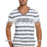 Custom Wholesale v Neck Stripped Polo Shirt for Men thumbnail-1