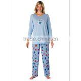 winter print knit adult 100% cotton pajama for ladies