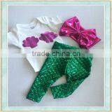 Cute Summer Short Sleeve Scale Pant Set Wholesale Boutique Children Clothing 2017 Girls Outfit For Toddlers thumbnail-1