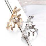 Unadjustable Rings Gold Plated Hollow Branch Clear Rhinestone thumbnail-2