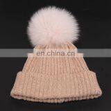 Autumn and Winter Warm Large Fox Hair Wool Wool Hat Adult Knitted Hat thumbnail-4