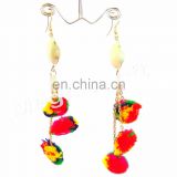 Handmade Colorful Pom Pom Earrings/ HOOP EARRING / handcrafted Pom Pom earrings/boho bohemian banjara earrings