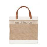 Jute handbag shopping joint bread  burlap marketing  lunch  environmental protection  leather, portable bag