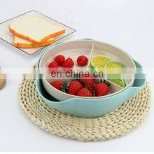 Wheat Straw Double Dish for Pistachios, Peanuts, Nuts, Fruits, Candies, Snacks Plastic Serving Dishes and Bowls thumbnail-4