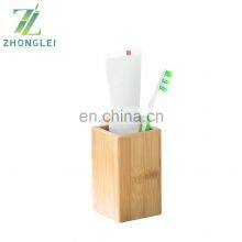 Bamboo Square Toothbrush Holder, Natural Design For Storing Toothbrushes and Toothpaste thumbnail-3