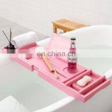 Unique Design High Quality Extending Side Leisure Bamboo Bathtub Caddy Tray thumbnail-3