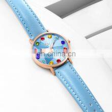 SHENGKE SK Woman Watch Drop Shipping Watches K0157L Blue Leather Wristwatch Japan Quartz Movement 2035 Big Stone Bling Dial thumbnail-4