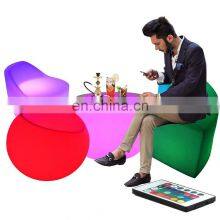 Outdoor Garden Patio Led Bar Stool Table Remote Control Plastic Outdoor Led Light up Furniture Bar Stool Tables and Chairs Sofa