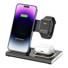 New Design 15W Station Phone Holder Folding Phone Stand 3 In 1 Fast Charging Multifunction Wireless Charger thumbnail-1