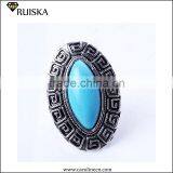 Caroline Fashion Antique Silver Oval Mens Turquoise Rings thumbnail-2