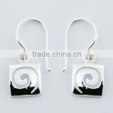 Spiral in Square 925 Silver Surround Dangle Earrings thumbnail-1