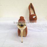 Fashion TV Show Sky High Metal Heel High Platform Peep Toe Dress Shoes Suede Platform Pumps Heels Women thumbnail-4