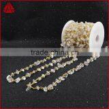 Silver & Gold Plated Clear Quartz Handmade Bead Wire Wrapped Rosary Chain Roll thumbnail-1
