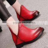 Stylish Ladies Red Leather Designer Wine Red Pretty Brush Color Skin Women Boots thumbnail-1