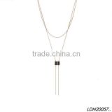 Long Tiny Gold Chain Lariat Necklace