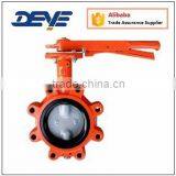 Orange Color Double Shaft Lug Butterfly Valve With Heavy Lever thumbnail-1