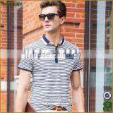 Hot Selling Custom Short Sleeve Stripe Men Microfiber Polo Shirt for Man thumbnail-4
