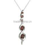 Fashion Platinum-Plated Sterling Silver Garnet Pendant Necklace Sterling Silver Garnet Pendant for women