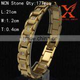 Fashion Bracelet 2016 Wholesale Mens Bracelet Jewelry Gold CNC CZ Stone 316l Stainless Steel Bracele thumbnail-1
