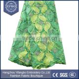 2016 green africa embroidery french lace 5 yard girls dress material dubai fabric lace wholesale embroidery beaded mesh fabric