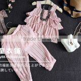 Lovely Pure Color 2-7 Years Girls Breathable Pleated Children Short Pants Suit With Vest thumbnail-2