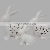 Easter Decoration White Ceramic Rabbit Figurines