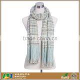 Fashion Long Warm Grid Plaid Crochet Tassel Lattice Knitted Scarf