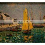 Hot! Retro Seaside Boat Old Color Old Oil Painting Style Restaurant Decorating Supplies thumbnail-1