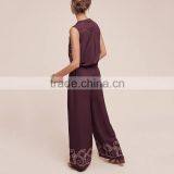 Apparel Manufacturer Casual v Neckline Print Sleeveless Long Jumpsuits thumbnail-2