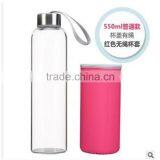Top Level Quality Stylish Environmental Borosilicate Infuser Glass Water Bottle With Soft Colorful Sleeve 280ML 350ml 420ML 500M thumbnail-3