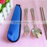 Stainless Steel Travel Cutlery Set With Spoon, Fork, Chopsticks, Bowls and Bag thumbnail-3