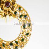 14K Yellow Gold Plated Metal Xmas Ornament With Green Crystal From Swarovski thumbnail-6