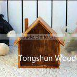 Home Decoration Retro Small Wood House Wooden Storage Box Flower Pots Racks on Wall thumbnail-3