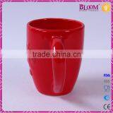 Olive Branch Design Red Glazed Ceramic Coffee Mug thumbnail-2