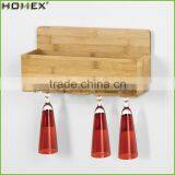 Bamboo Wall Mounted Rack for Wine and Glass Homex-BSCI thumbnail-1