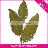 Gold Glitter Artificial Plastic Leaf for Christmas Holiday Decor