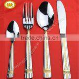 Mirror polish with gold hotel stainless steel dinnerware