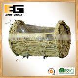 Rattan Flowerpots Handwoven Trays Garden Metal Frame Planter thumbnail-2