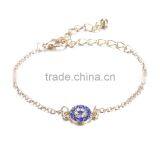 Rhinestone Evil Eye Charm Gold Chain Bracelet thumbnail-2