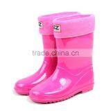 Waterproof Warm Kids Girls Boys Rain Boot With Fur Lining thumbnail-3