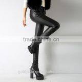High Waist Faux Leather Fleece Lined Winter Leggings Black pu Coated Pants thumbnail-3