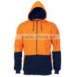 Winter Pullover Safety Mens Fleece Orange Zipper Hoodies Work Uniform hi Vis Workwear thumbnail-1
